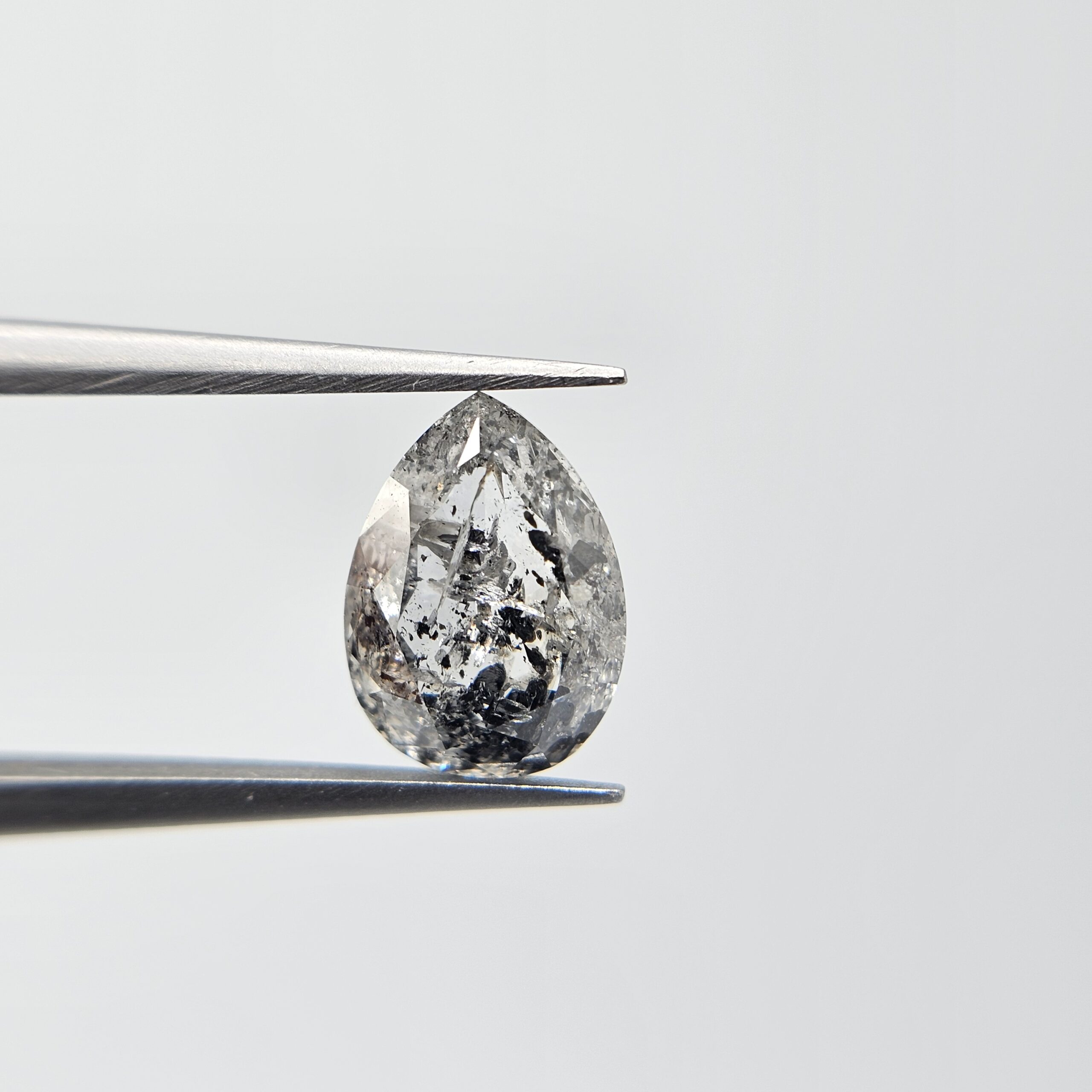 3.19 CT Celestial Pear Cut Natural Salt and Pepper Loose Diamond