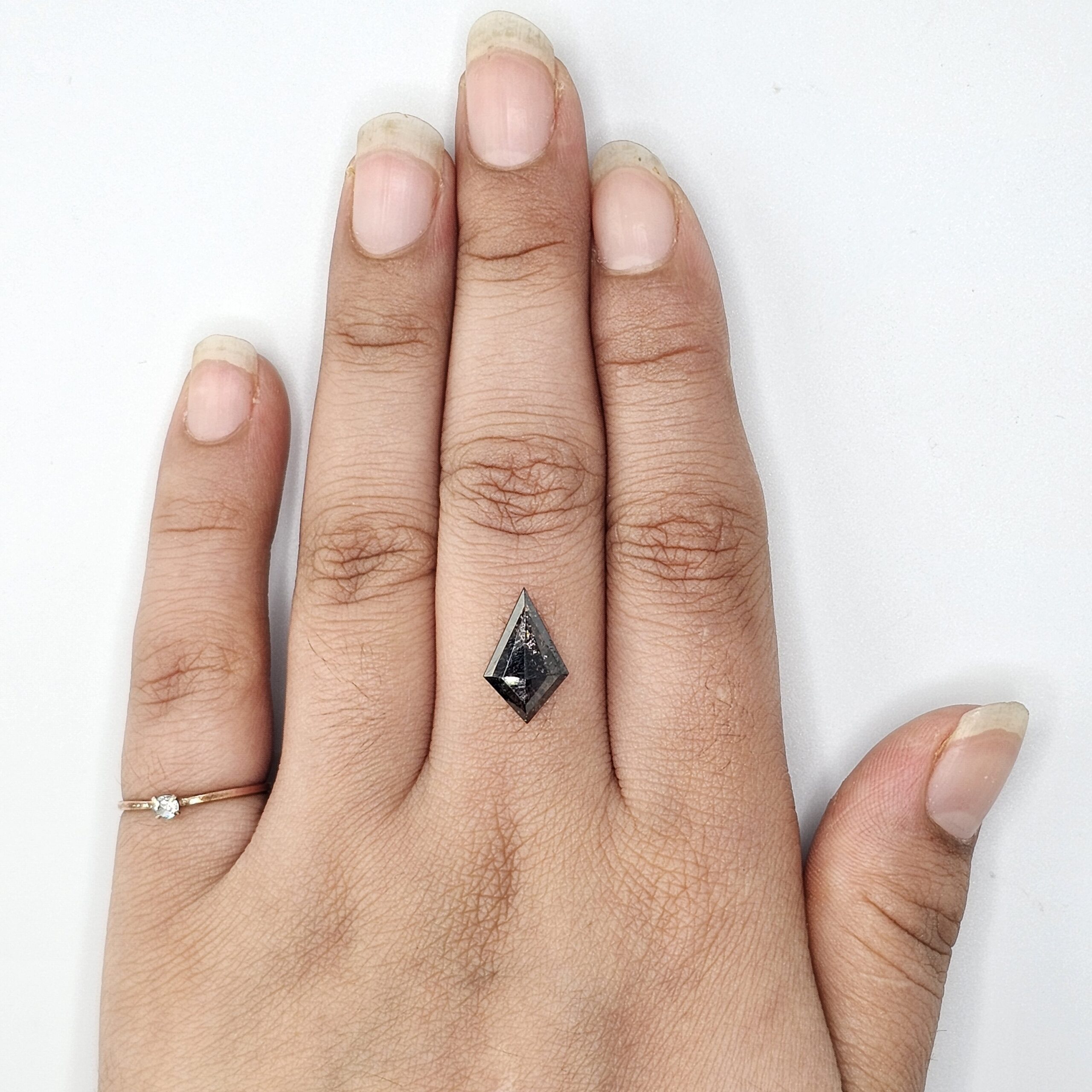 1.70 CT Architectural Geometric Kite Cut Natural Salt and Pepper Loose Diamond