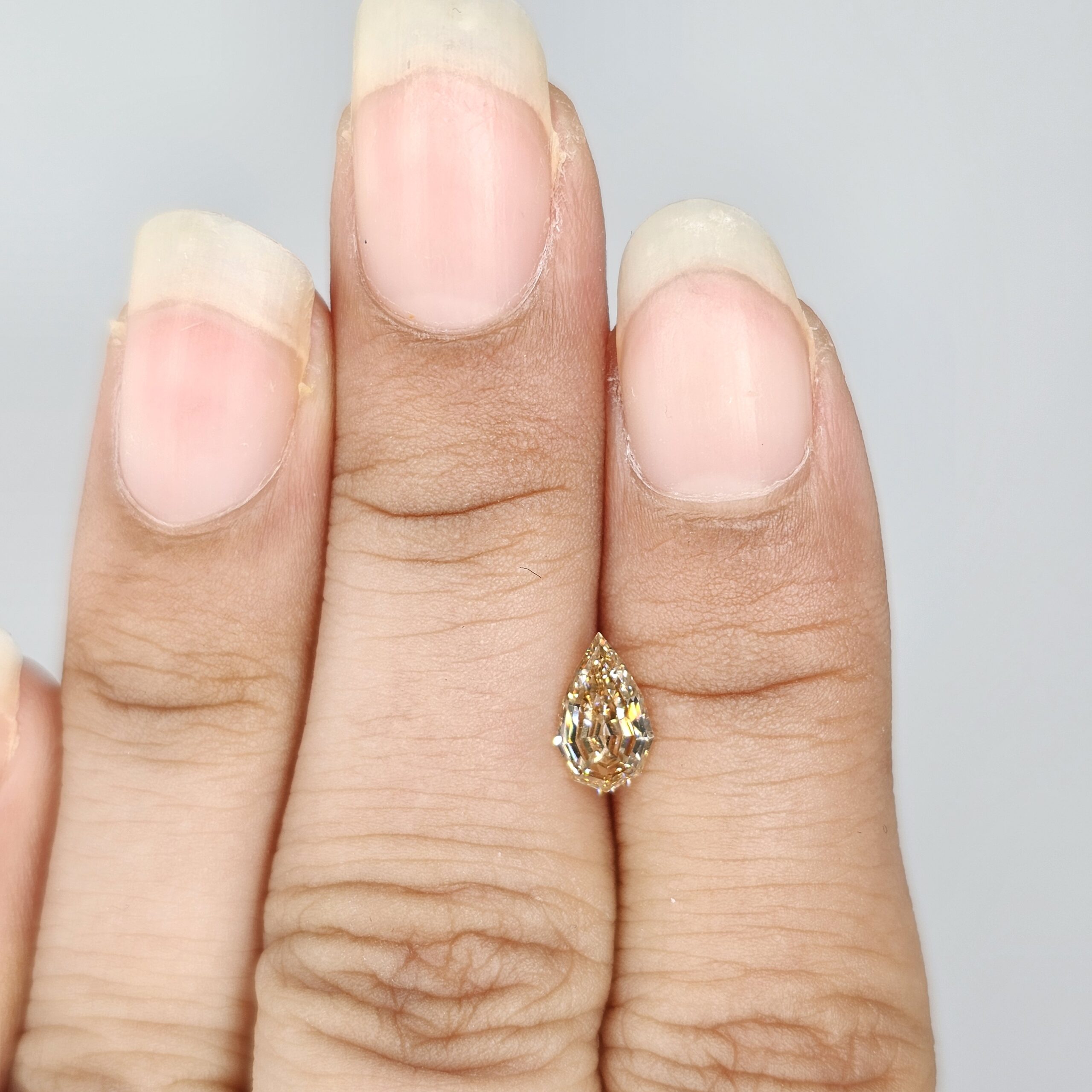 0.71 Ct Natural Champagne Pear Shape Step Cut Loose Diamond for Fine Custom Jewelry