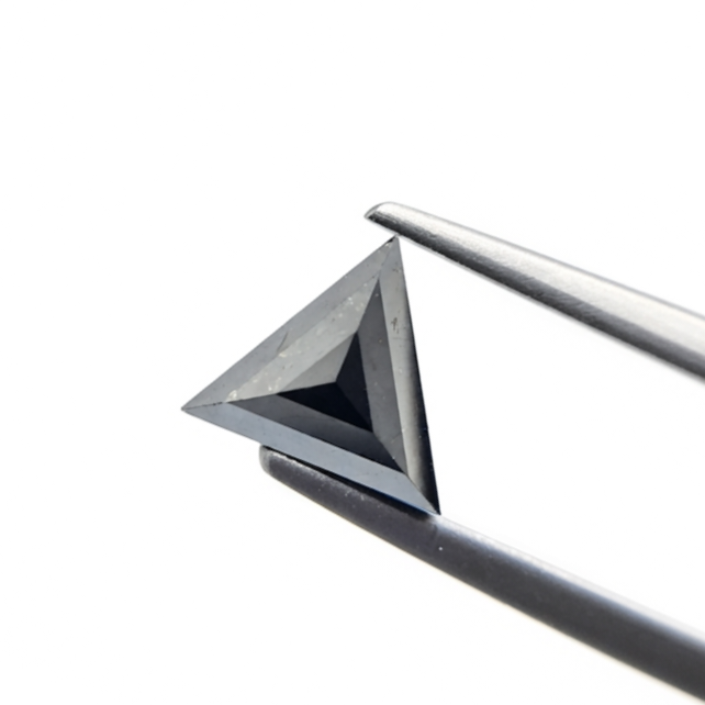 (TC385) 1.31 Ct Triangle Cut Natural Black Diamond Loose Gemstone for Custom Engagement Ring, Trillion Pendant & Fine Jewelry