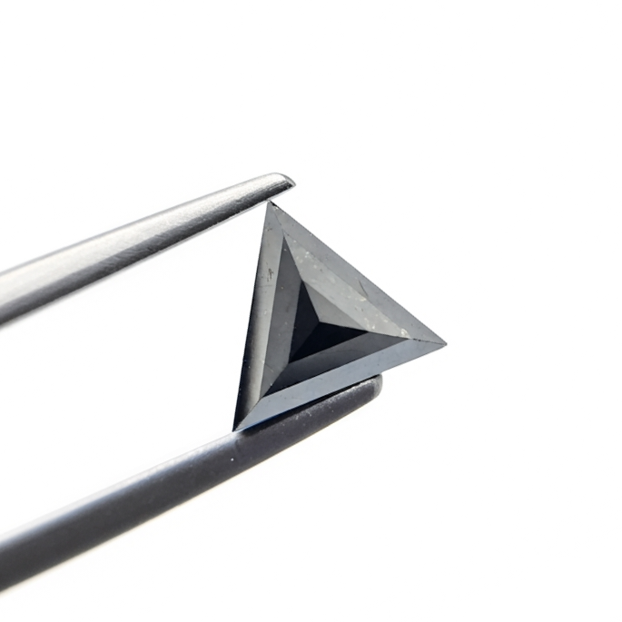 (TC385) 1.31 Ct Triangle Cut Natural Black Diamond Loose Gemstone for Custom Engagement Ring, Trillion Pendant & Fine Jewelry