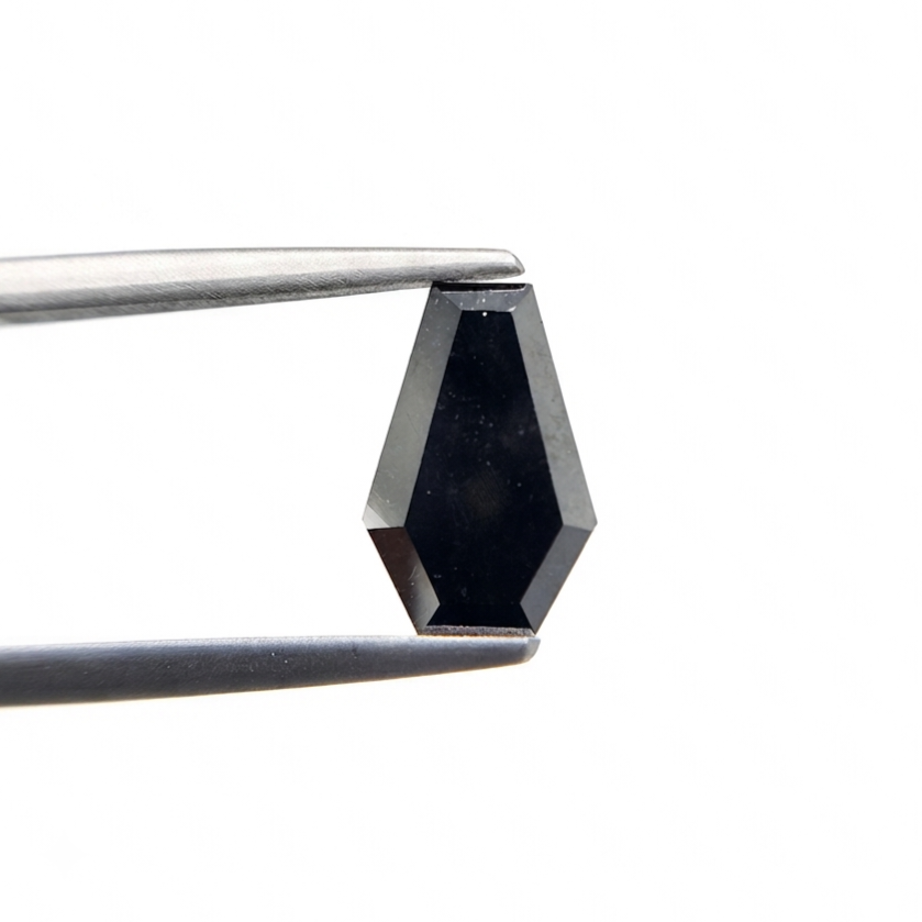 (TC386) 2.30 Ct Coffin Shape Natural Black Diamond Loose Gemstone for Custom Engagement Ring, Gothic Pendant & Fine Jewelry