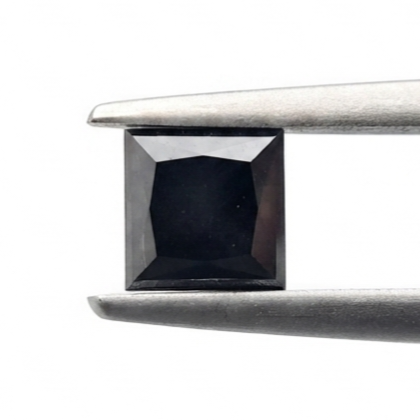 (TC388) 1.82 Ct Princess Cut Natural Black Diamond Loose Gemstone for Custom Engagement Ring, Solitaire Pendant & Fine Jewelry