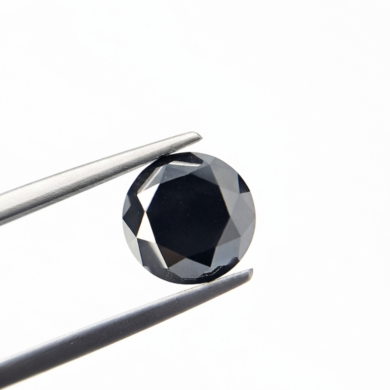 (TC391) 5.14 Ct Round Shape Rose Cut Natural Black Diamond Loose Gemstone for Custom Engagement Ring, Solitaire Pendant & Fine Jewelry