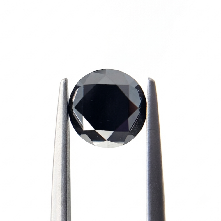 (TC392) 4.26 Ct Round Brilliant Cut Natural Black Diamond Loose Gemstone for Custom Engagement Ring, Solitaire Pendant & Fine Jewelry