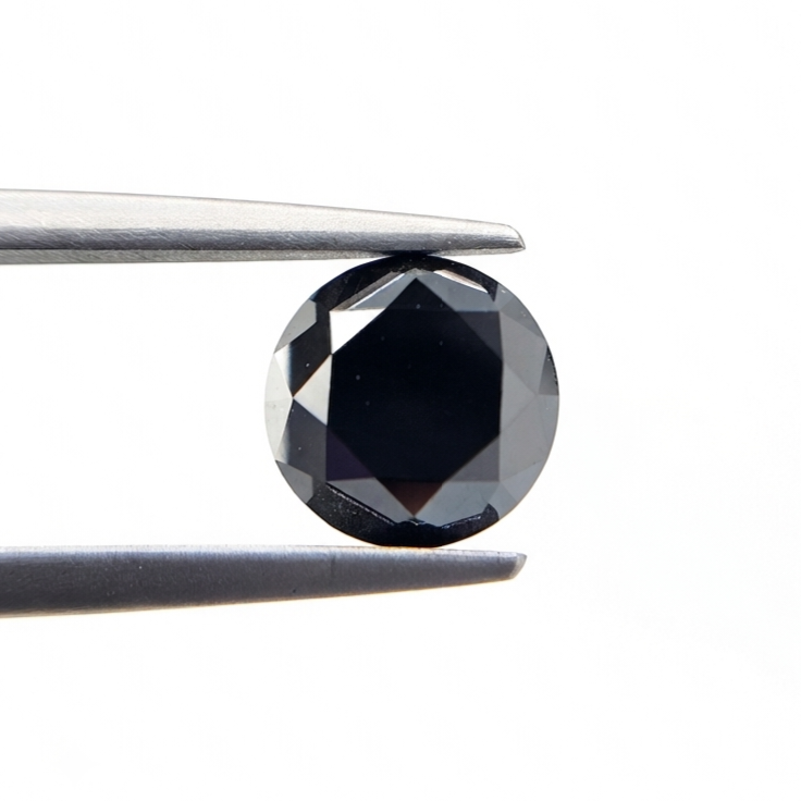 (TC392) 4.26 Ct Round Brilliant Cut Natural Black Diamond Loose Gemstone for Custom Engagement Ring, Solitaire Pendant & Fine Jewelry