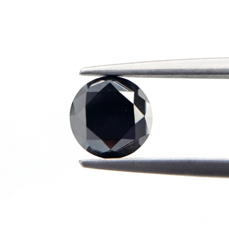 (TC392) 4.26 Ct Round Brilliant Cut Natural Black Diamond Loose Gemstone for Custom Engagement Ring, Solitaire Pendant & Fine Jewelry