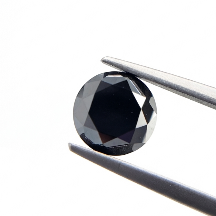 (TC392) 4.26 Ct Round Brilliant Cut Natural Black Diamond Loose Gemstone for Custom Engagement Ring, Solitaire Pendant & Fine Jewelry