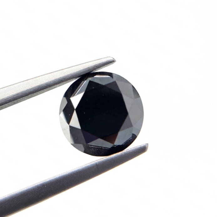 (TC392) 4.26 Ct Round Brilliant Cut Natural Black Diamond Loose Gemstone for Custom Engagement Ring, Solitaire Pendant & Fine Jewelry