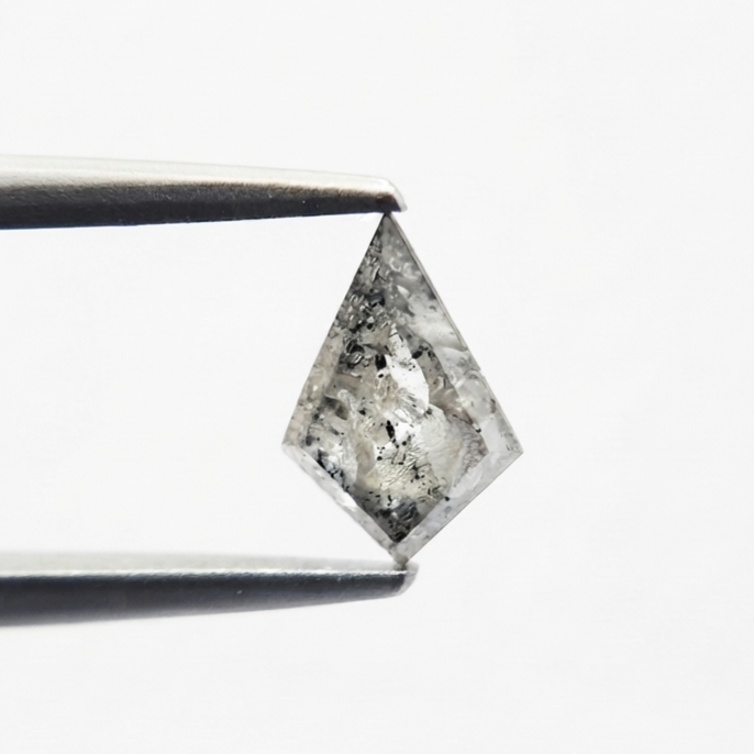 (TC402) 0.94 Ct Kite Shape Salt and Pepper Diamond Loose Gemstone for Custom Engagement Ring, Solitaire Pendant & Fine Jewelry
