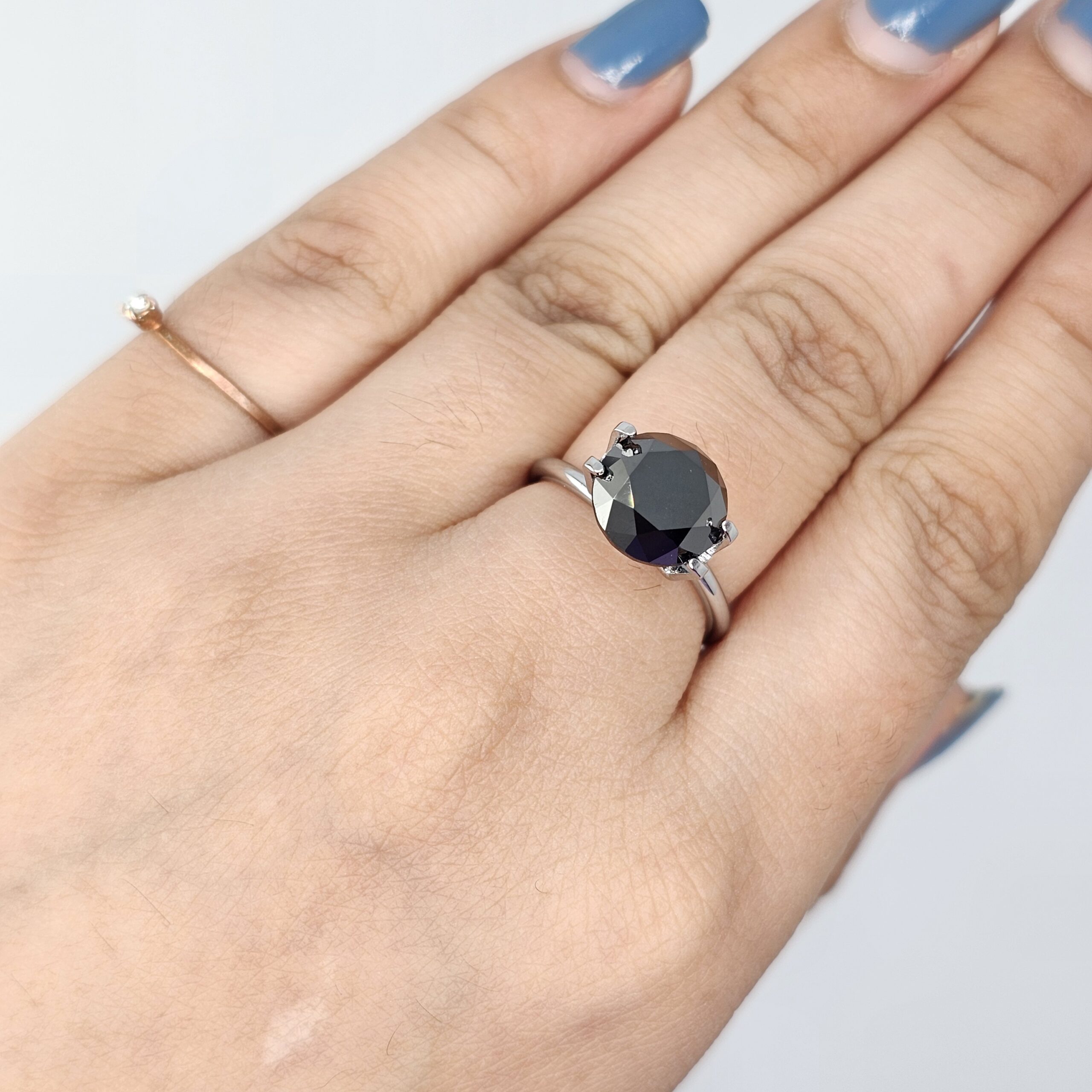 (TC392) 4.26 Ct Round Brilliant Cut Natural Black Diamond Loose Gemstone for Custom Engagement Ring, Solitaire Pendant & Fine Jewelry