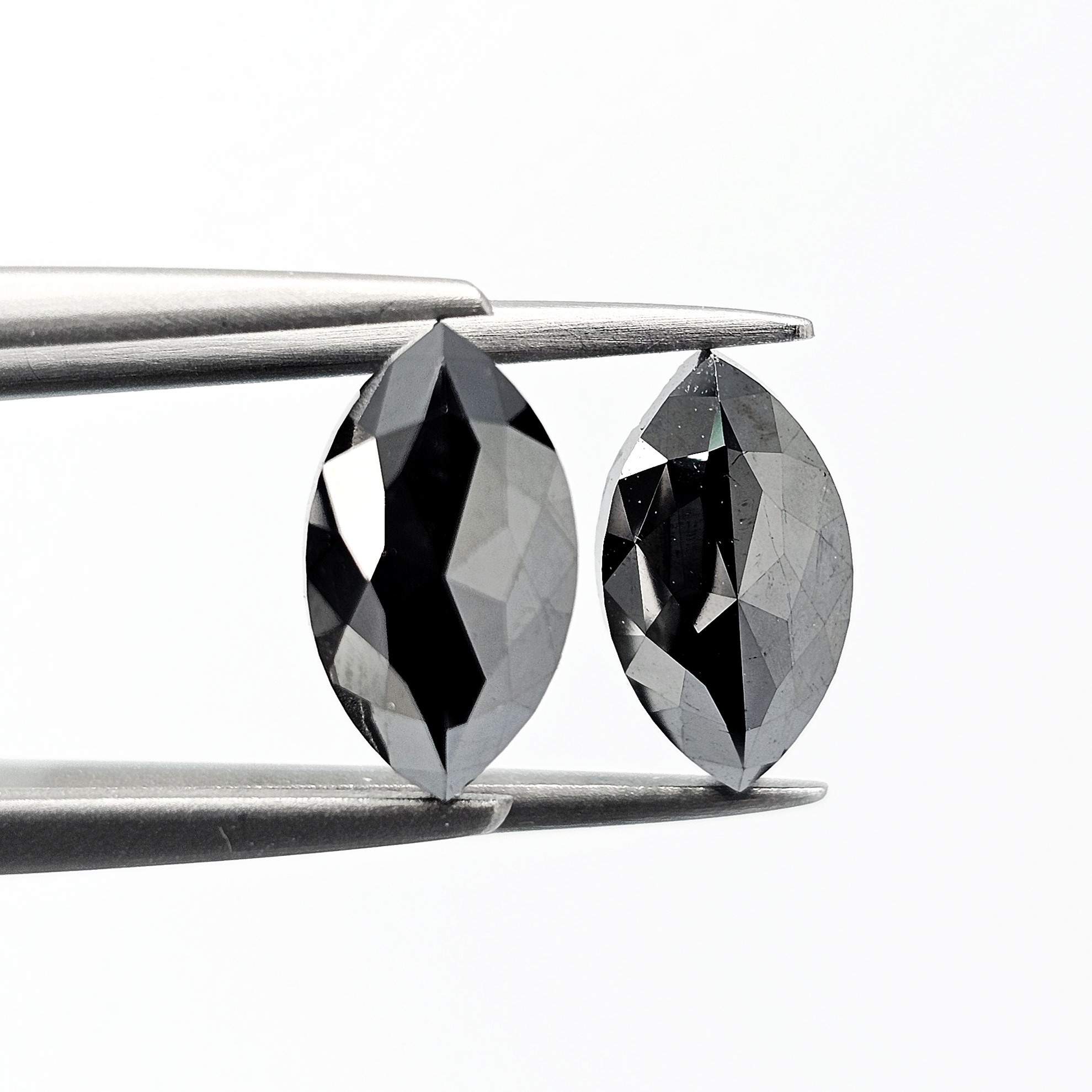 (TC394) 4.97 Ct Marquise Cut Natural Black Diamond Matching Pair for Custom Earrings, Cufflinks & Fine Jewelry