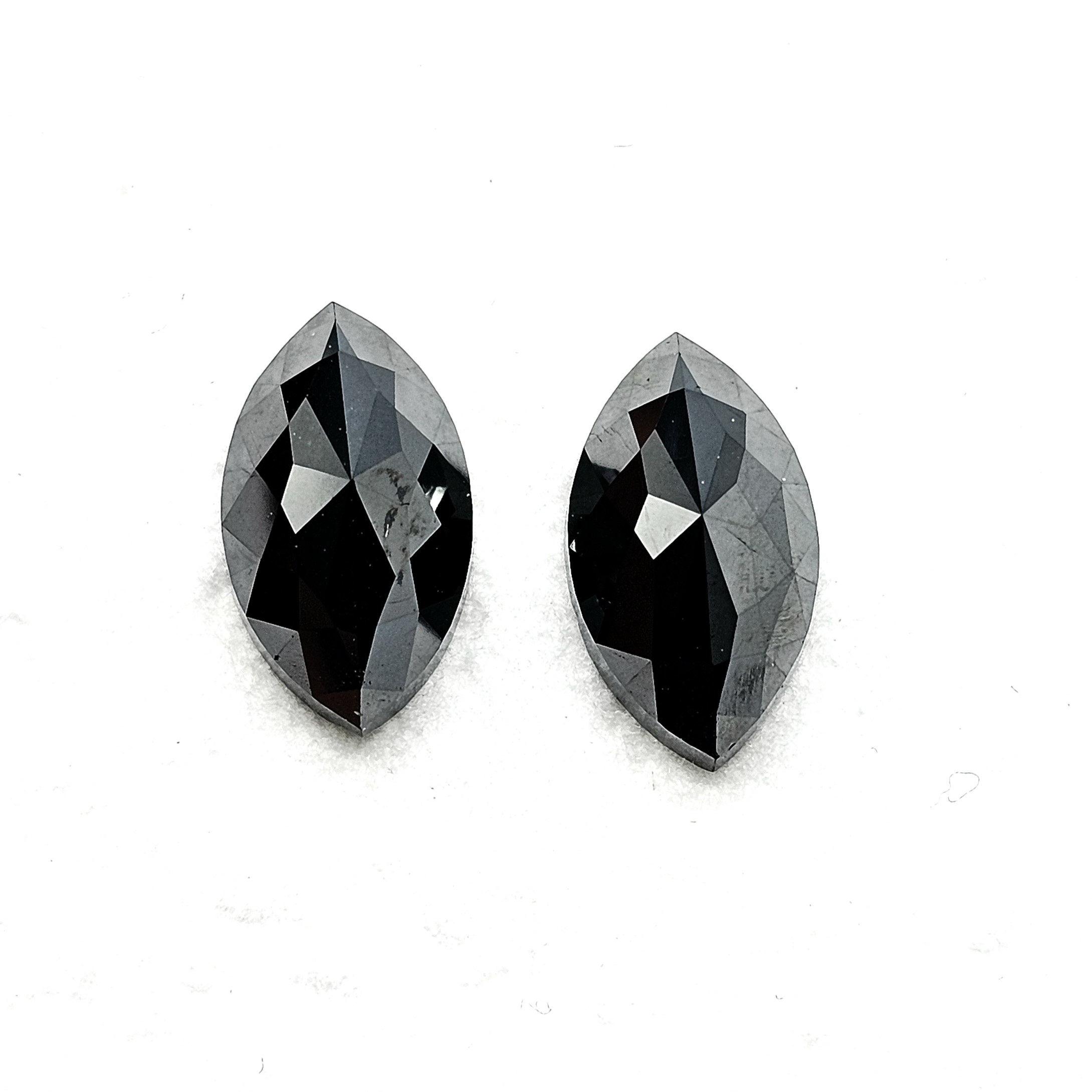 (TC394) 4.97 Ct Marquise Cut Natural Black Diamond Matching Pair for Custom Earrings, Cufflinks & Fine Jewelry