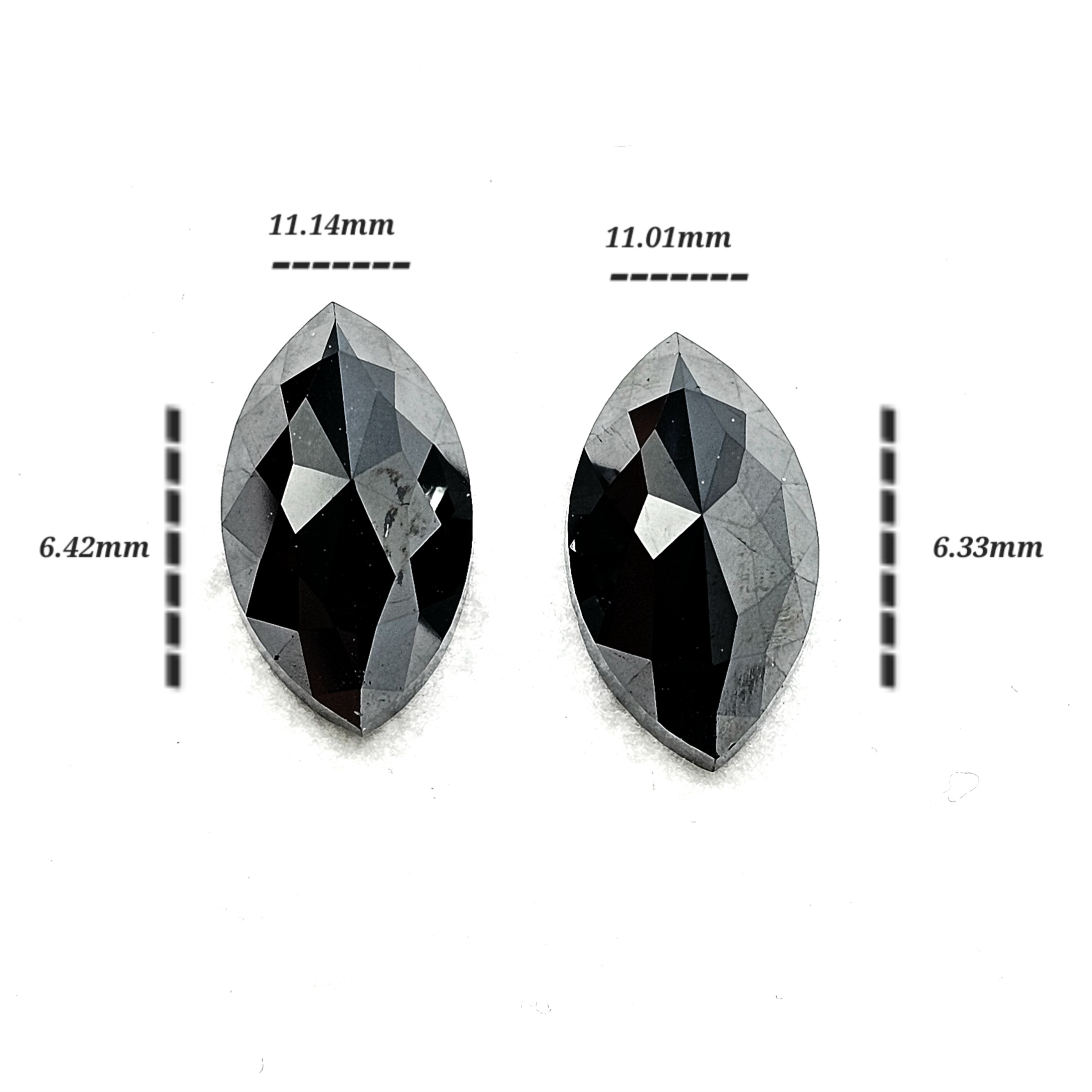 (TC394) 4.97 Ct Marquise Cut Natural Black Diamond Matching Pair for Custom Earrings, Cufflinks & Fine Jewelry