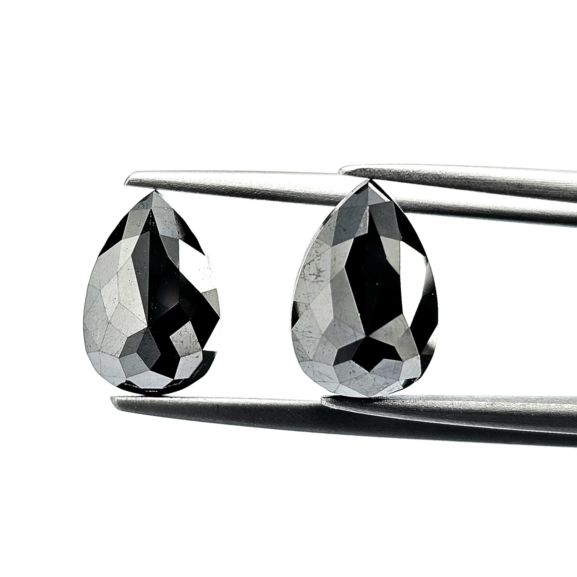 (TC395) 7.14 Ct Pear Shape Natural Black Diamond Matching Pair for Custom Drop Earrings, Fine Jewelry & Cufflinks