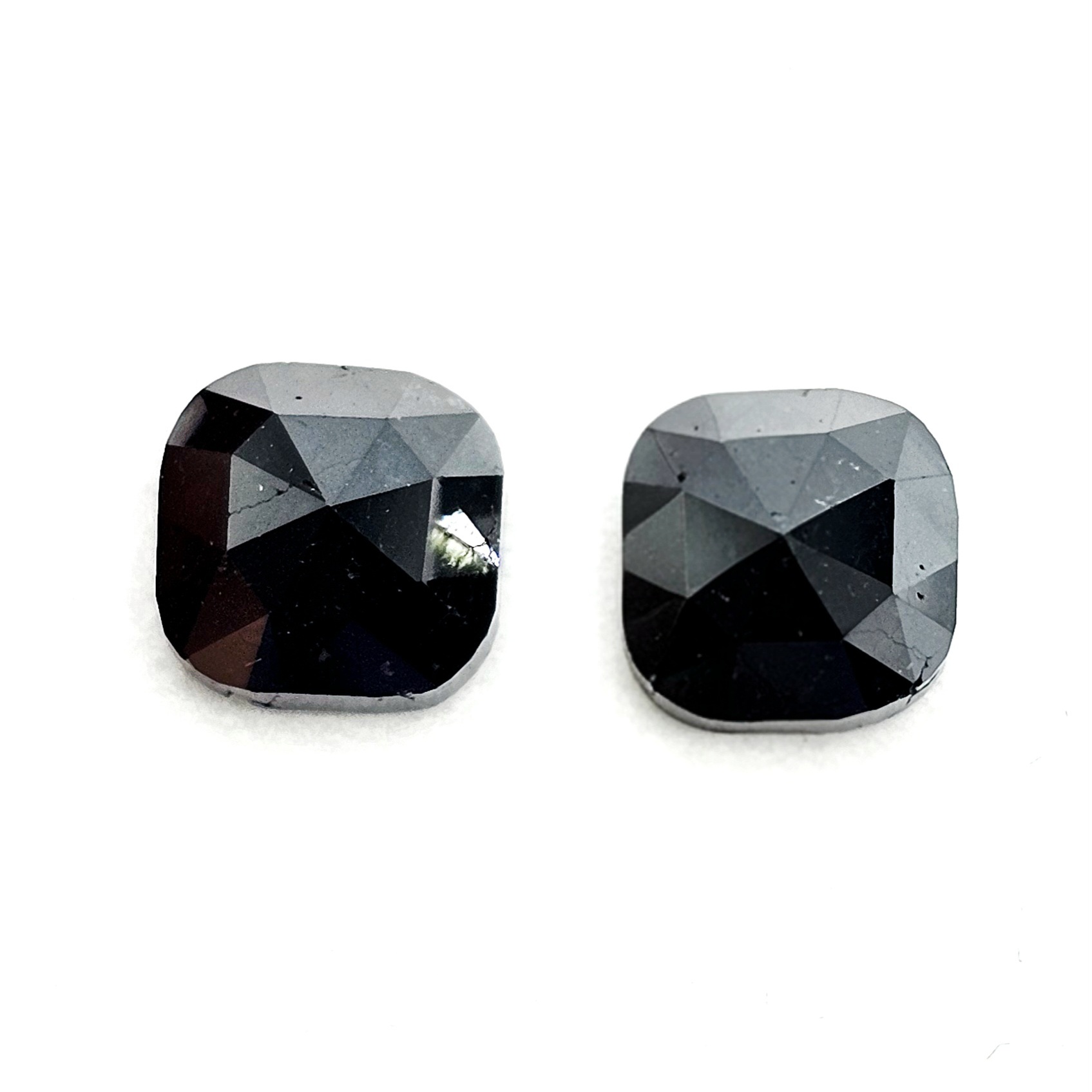 (TC396) 4.13 Ct Cushion Cut Natural Black Diamond Matching Pair for Custom Earrings, Studs & Fine Jewelry