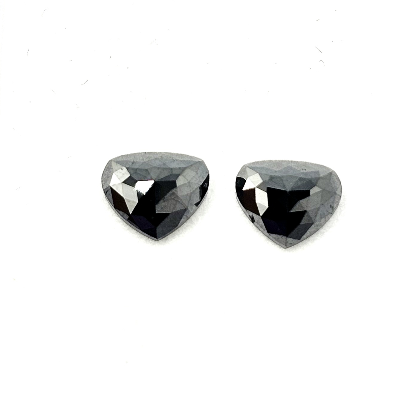 (TC398) 2.74 Ct Heart Shape Natural Black Diamond Matching Pair for Custom Earrings, Romantic Jewelry & Cufflinks