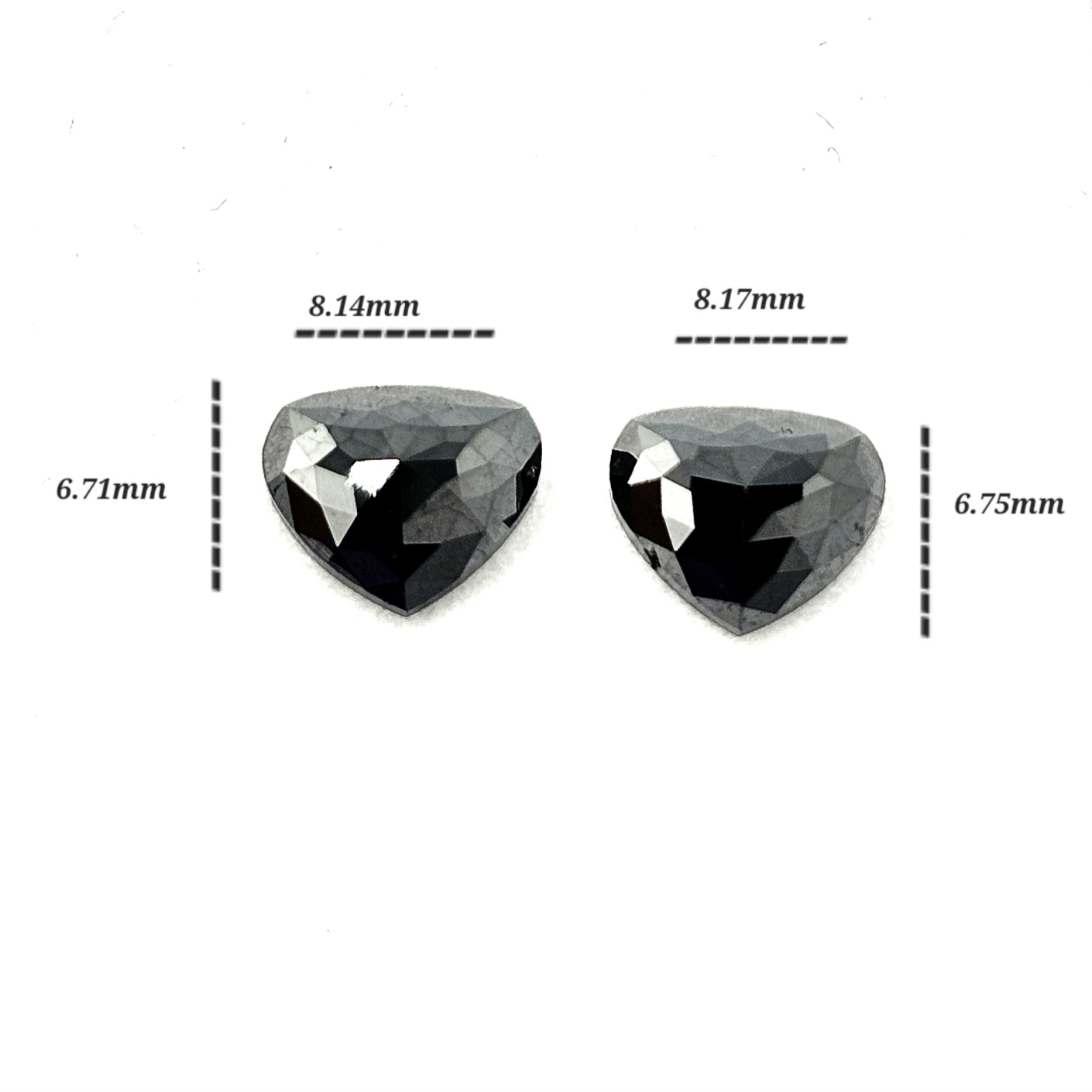 (TC398) 2.74 Ct Heart Shape Natural Black Diamond Matching Pair for Custom Earrings, Romantic Jewelry & Cufflinks