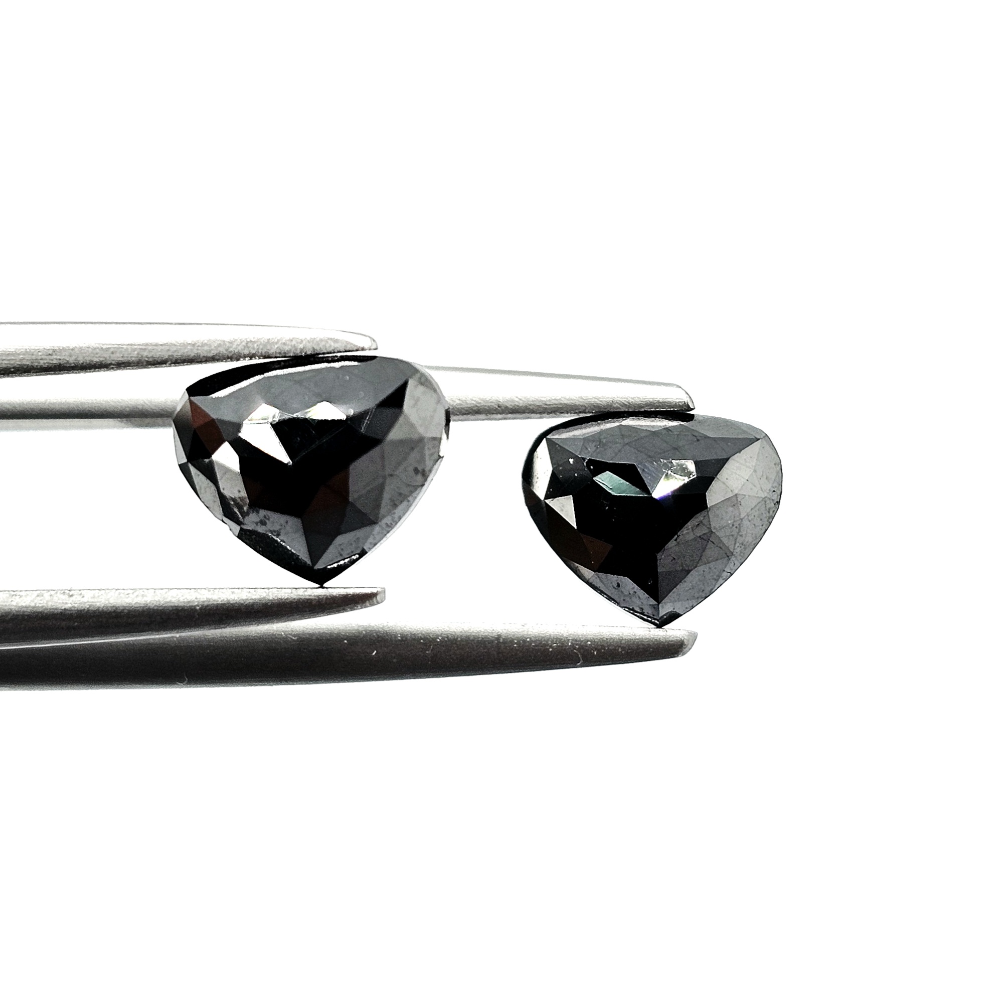 (TC398) 2.74 Ct Heart Shape Natural Black Diamond Matching Pair for Custom Earrings, Romantic Jewelry & Cufflinks