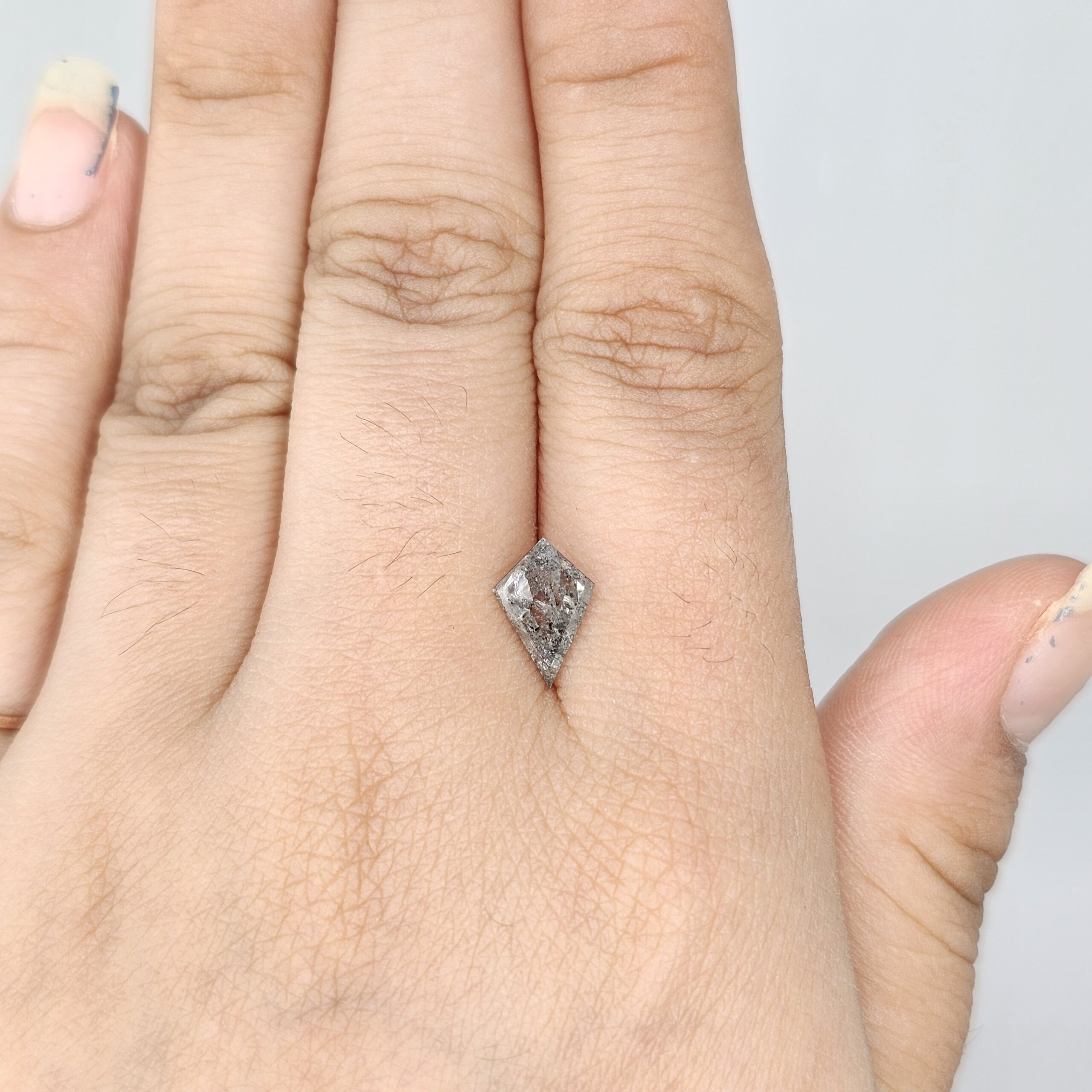 (TC402) 0.94 Ct Kite Shape Salt and Pepper Diamond Loose Gemstone for Custom Engagement Ring, Solitaire Pendant & Fine Jewelry