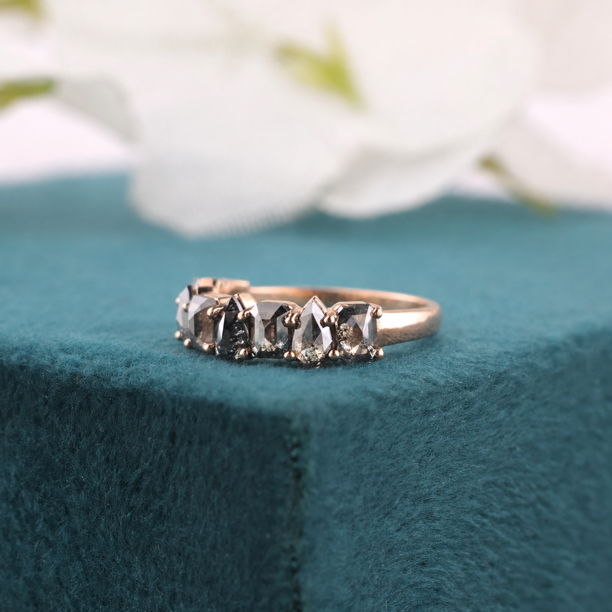 2.40ct Salt and Pepper Diamond Wedding Band in 10k Rosegold