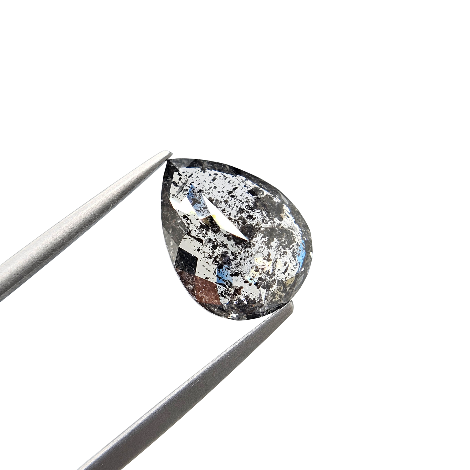 (Tc469) 5.47ct Salt and Pepper Pear Shape Natural Loose Diamond