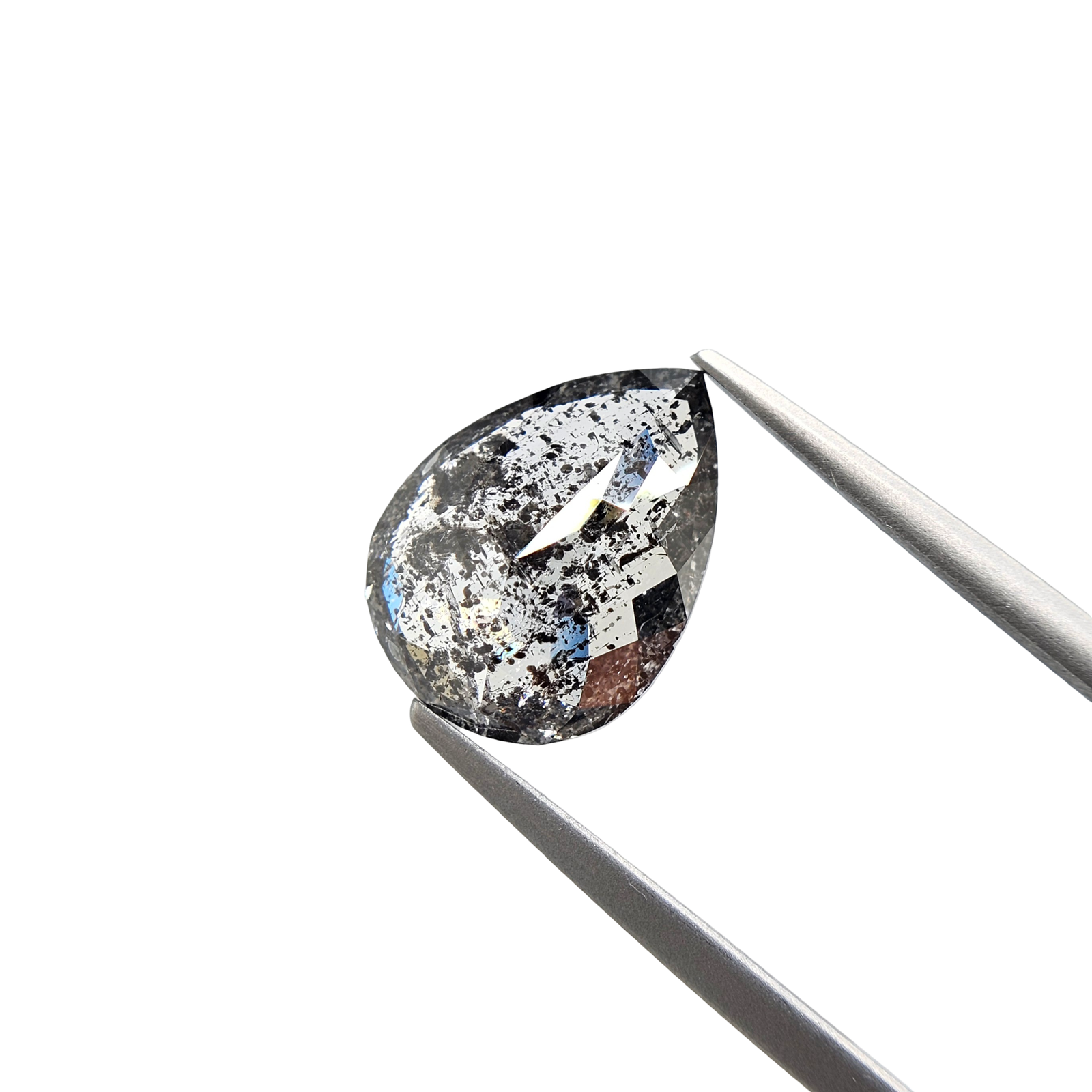 (Tc469) 5.47ct Salt and Pepper Pear Shape Natural Loose Diamond