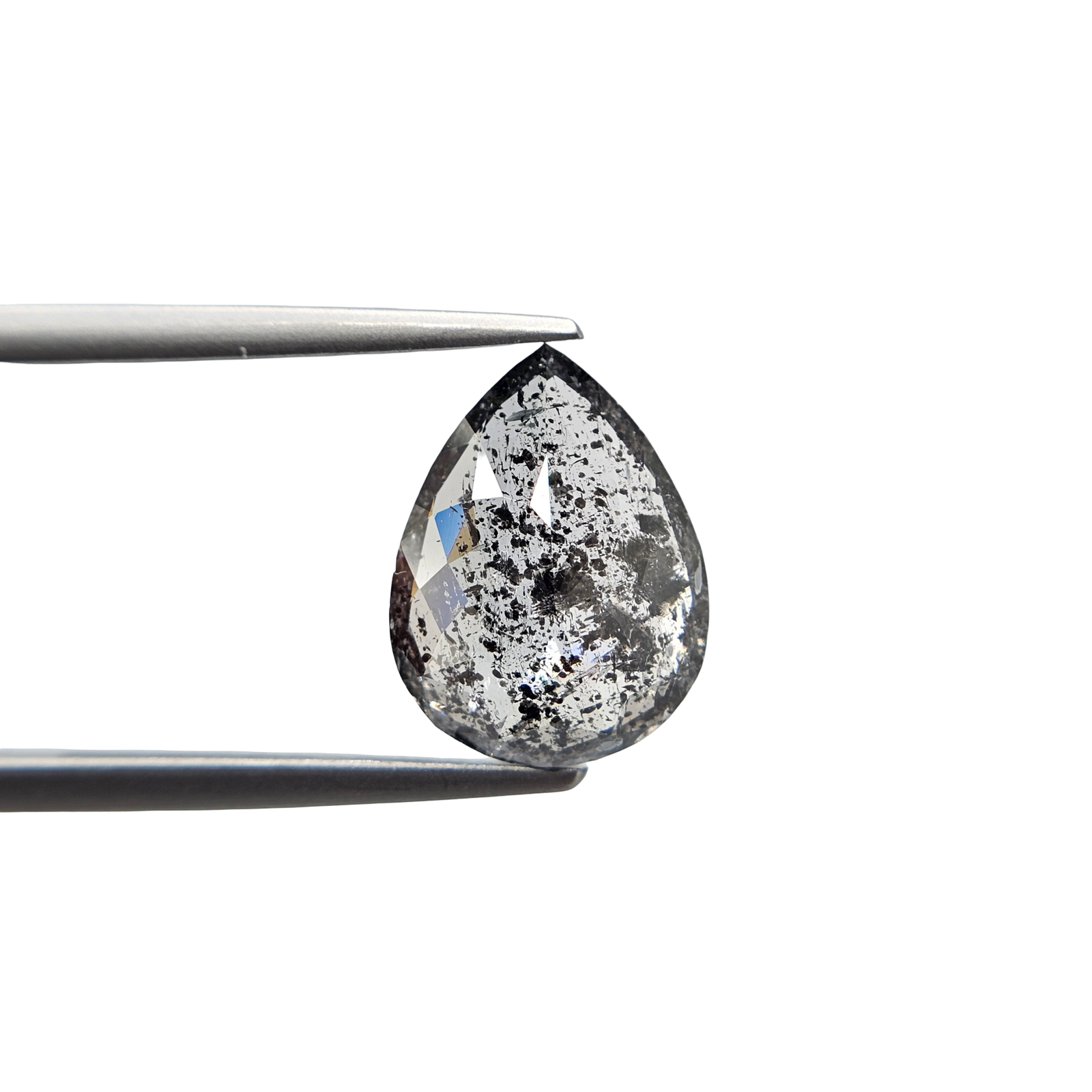 (Tc469) 5.47ct Salt and Pepper Pear Shape Natural Loose Diamond