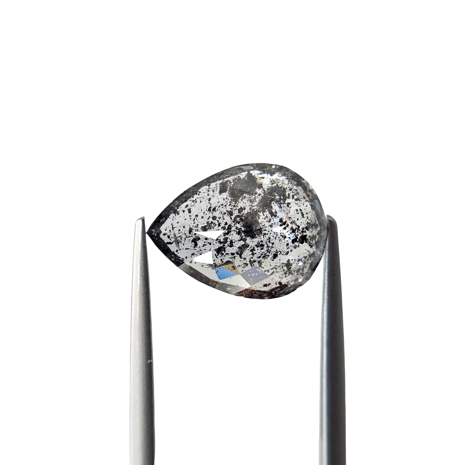 (Tc469) 5.47ct Salt and Pepper Pear Shape Natural Loose Diamond