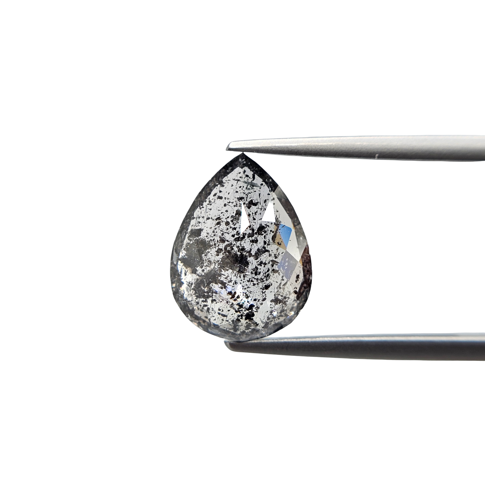 (Tc469) 5.47ct Salt and Pepper Pear Shape Natural Loose Diamond