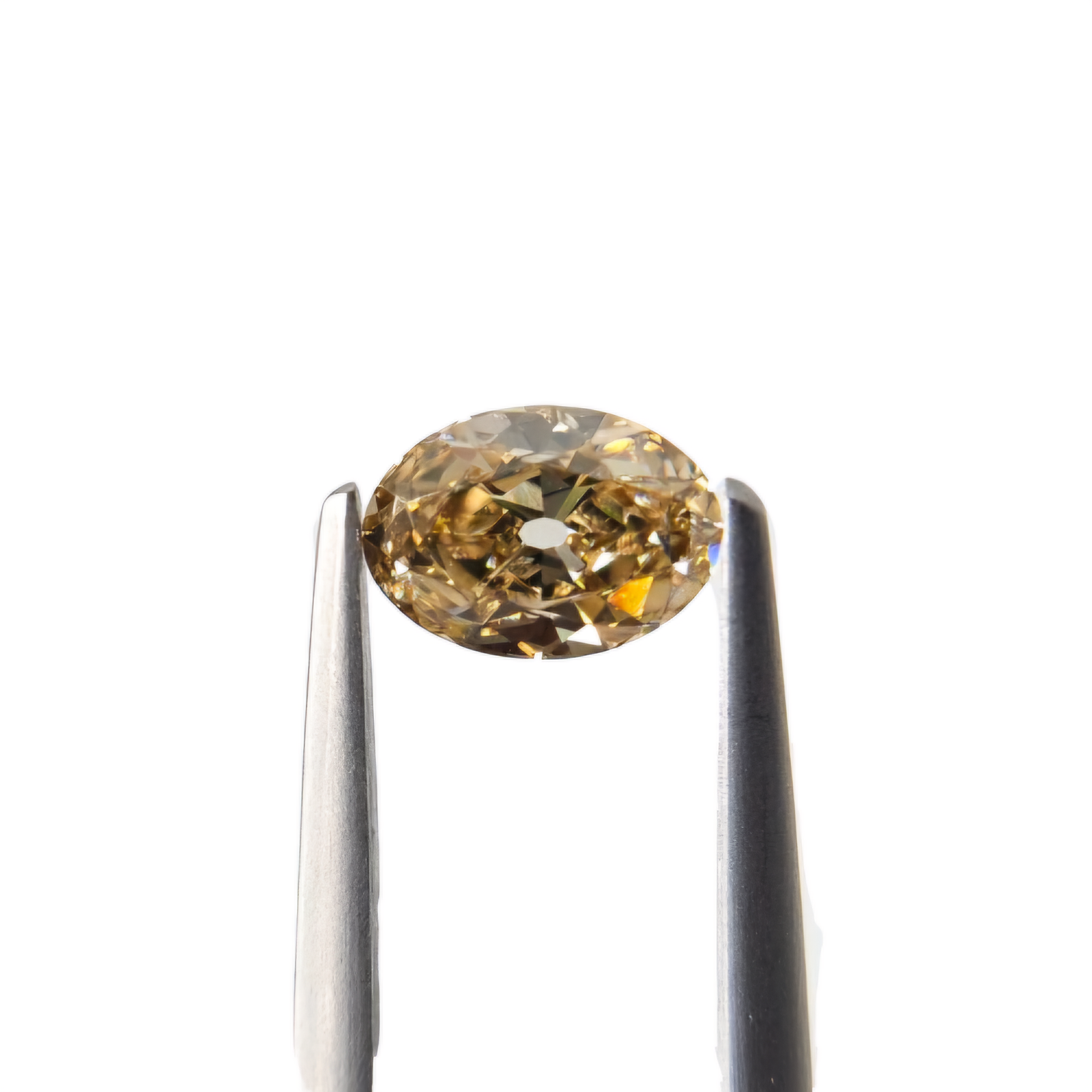 (Tc482) 1.05ct Fancy Champagne Color Oval Shape Old Mine Cut Natural Loose Diamond