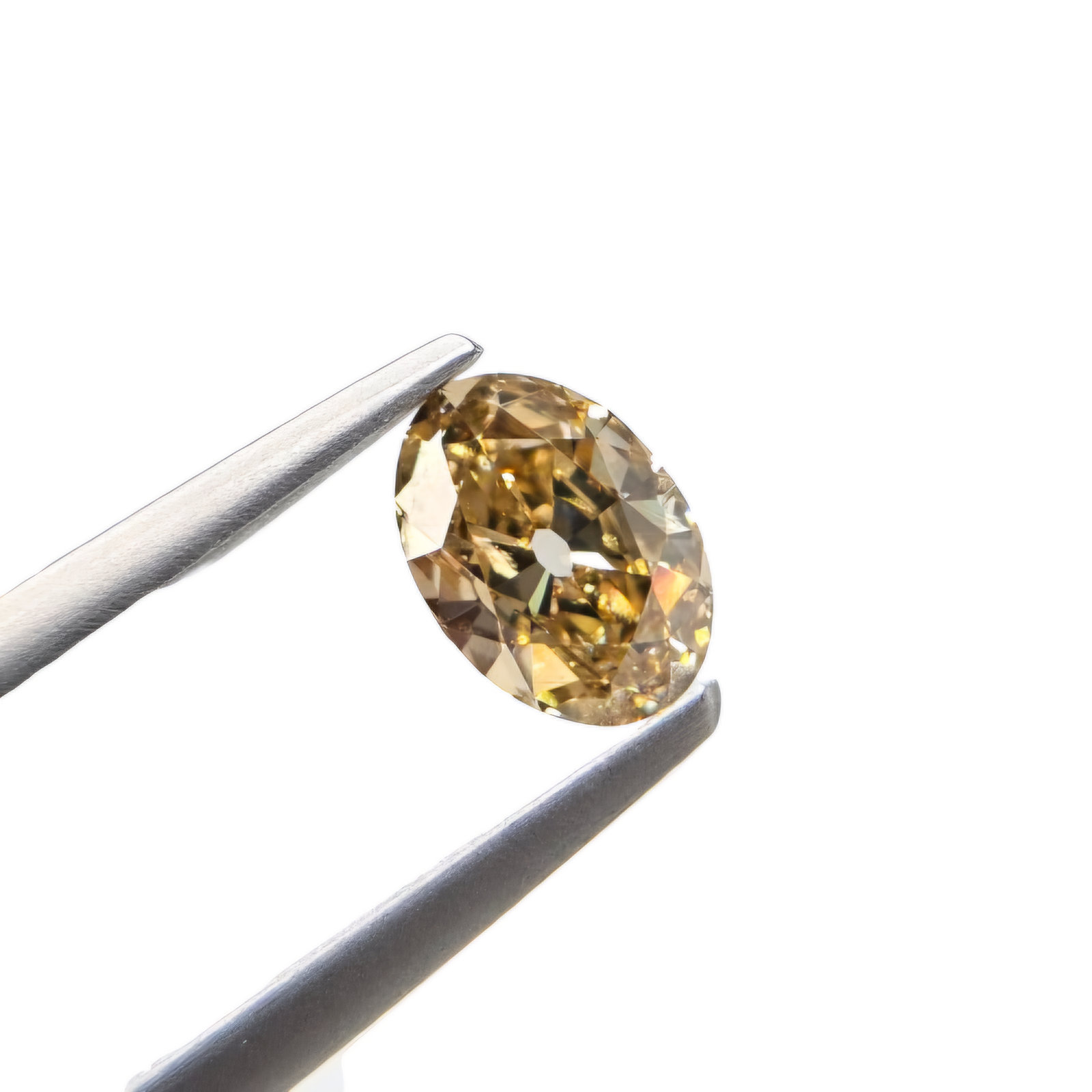 (Tc482) 1.05ct Fancy Champagne Color Oval Shape Old Mine Cut Natural Loose Diamond