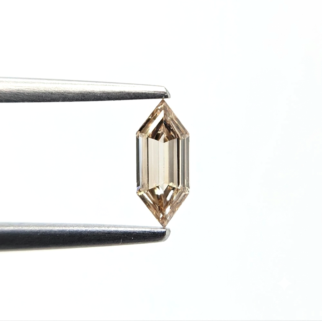 (Tc412) 0.64ct Fancy Hexagonal Shape Champagne Color Natural Loose Diamond