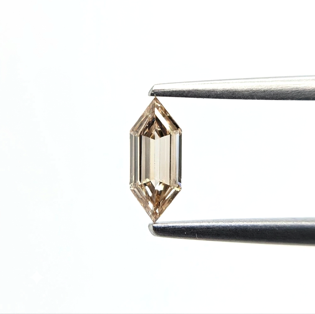 (Tc412) 0.64ct Fancy Hexagonal Shape Champagne Color Natural Loose Diamond