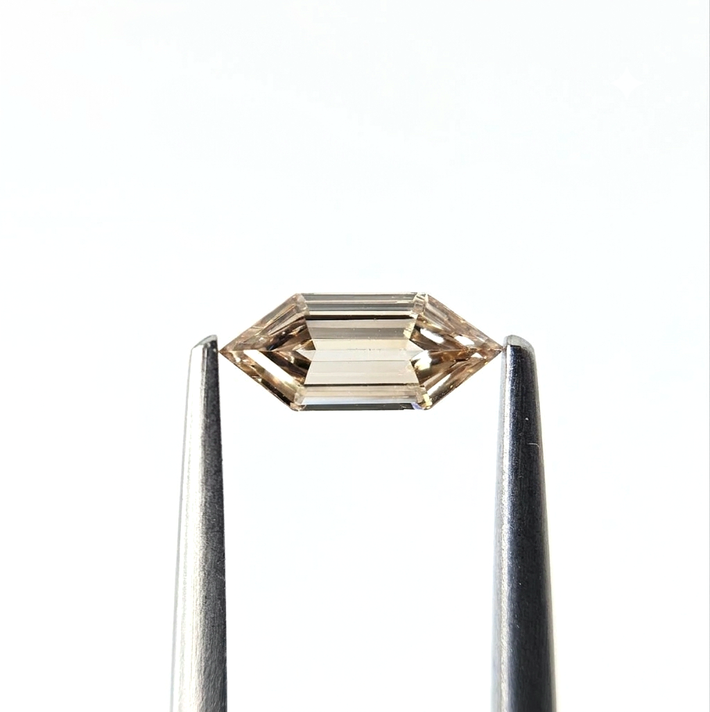 (Tc412) 0.64ct Fancy Hexagonal Shape Champagne Color Natural Loose Diamond
