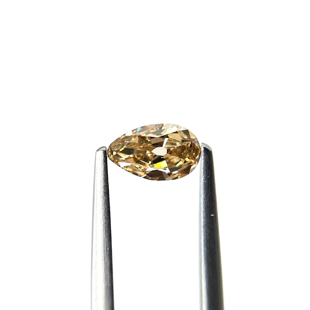 (Tc417) 0.74ct Fancy Old Mine Cut Pear Shape Champagne Color Natural Loose Diamond
