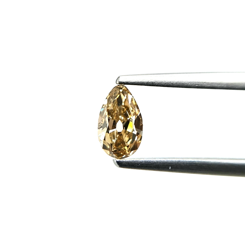 (Tc417) 0.74ct Fancy Old Mine Cut Pear Shape Champagne Color Natural Loose Diamond