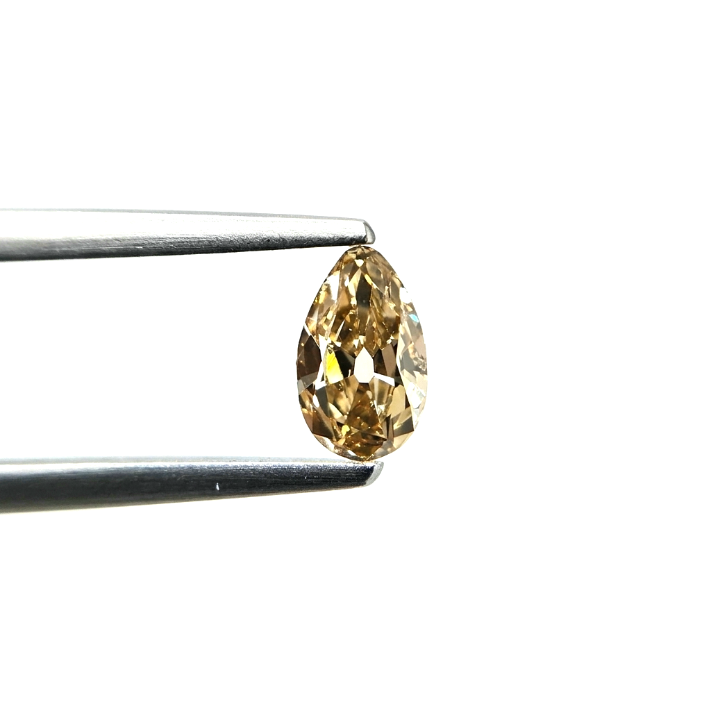 (Tc417) 0.74ct Fancy Old Mine Cut Pear Shape Champagne Color Natural Loose Diamond