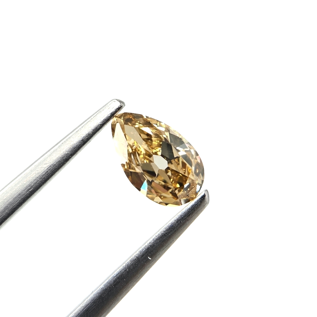 (Tc417) 0.74ct Fancy Old Mine Cut Pear Shape Champagne Color Natural Loose Diamond