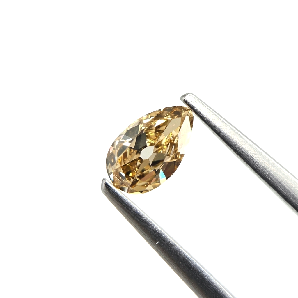 (Tc417) 0.74ct Fancy Old Mine Cut Pear Shape Champagne Color Natural Loose Diamond