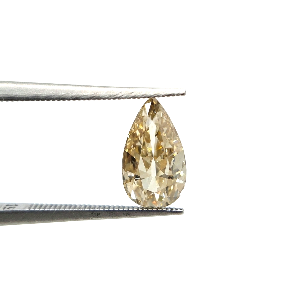 (Tc419) 0.64ct Fancy Old Mine Cut Pear Shape Champagne Color Natural Loose Diamond