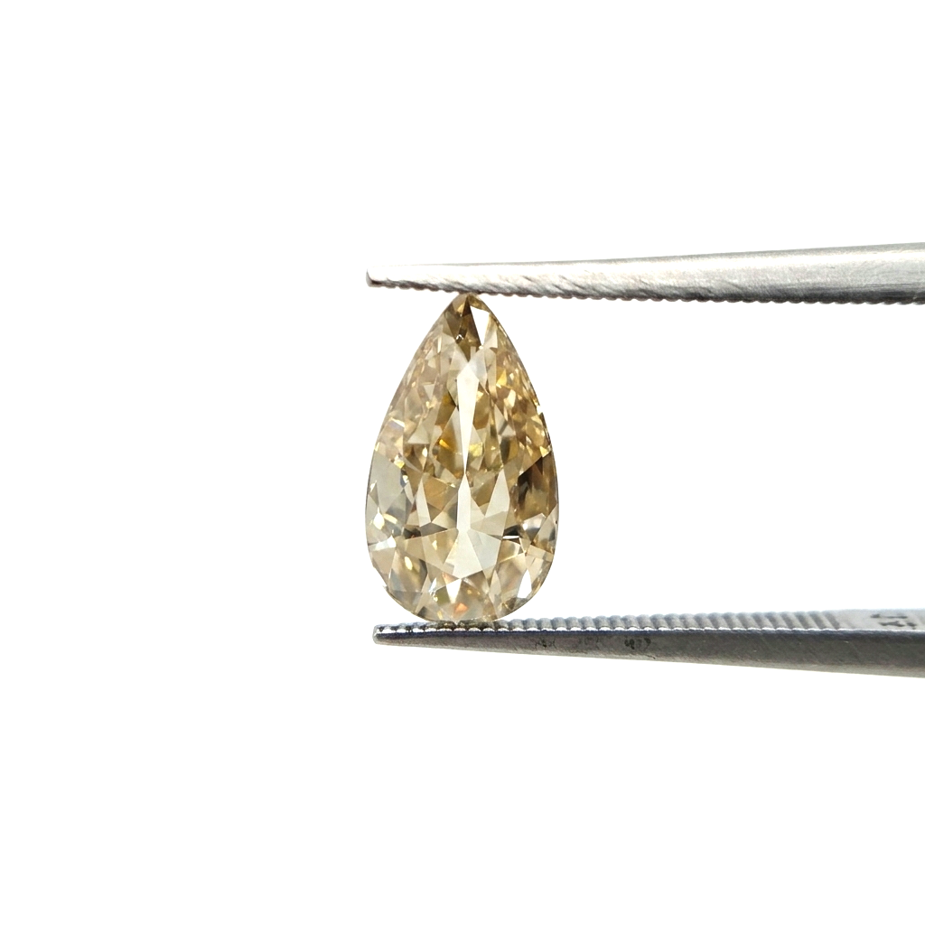 (Tc419) 0.64ct Fancy Old Mine Cut Pear Shape Champagne Color Natural Loose Diamond