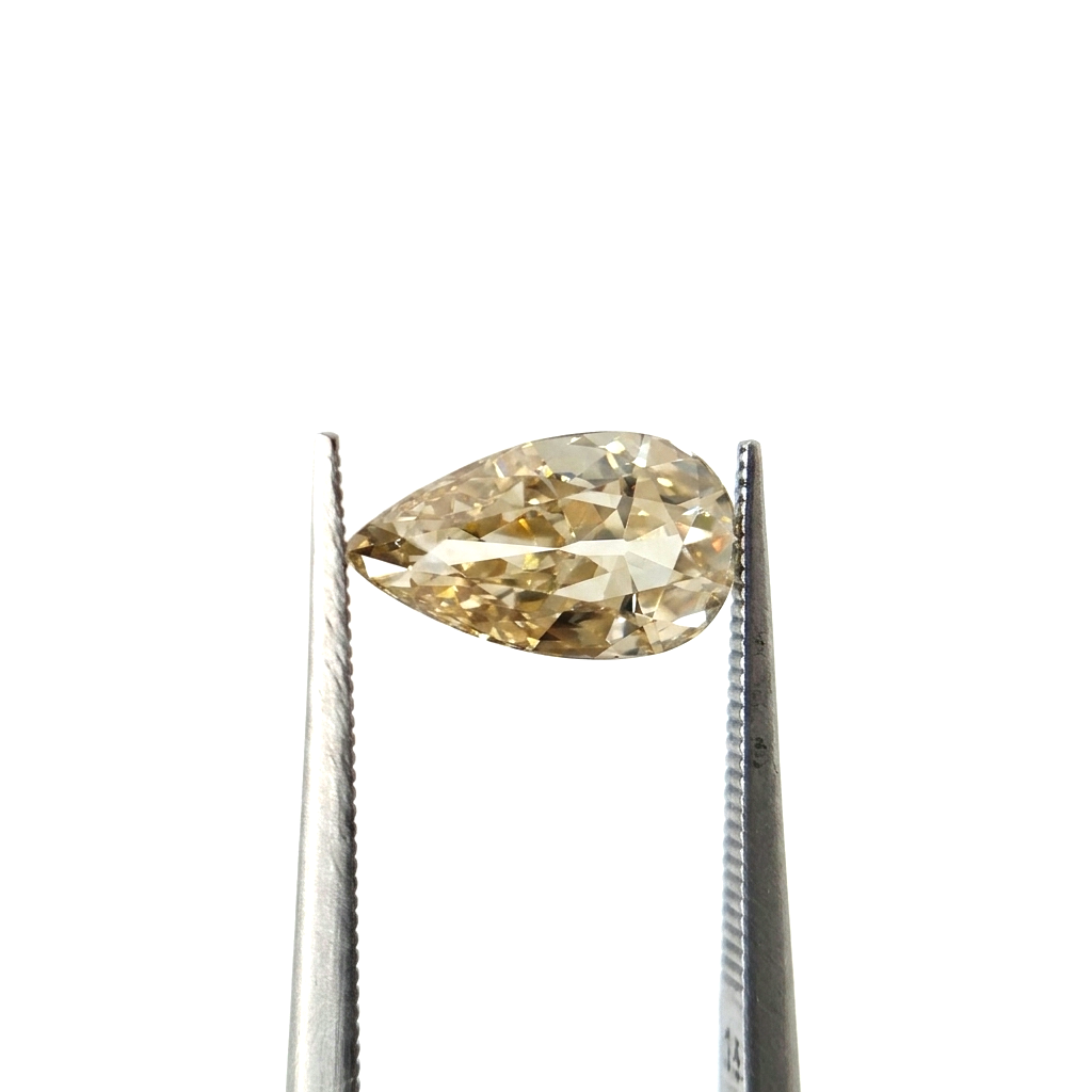 (Tc419) 0.64ct Fancy Old Mine Cut Pear Shape Champagne Color Natural Loose Diamond