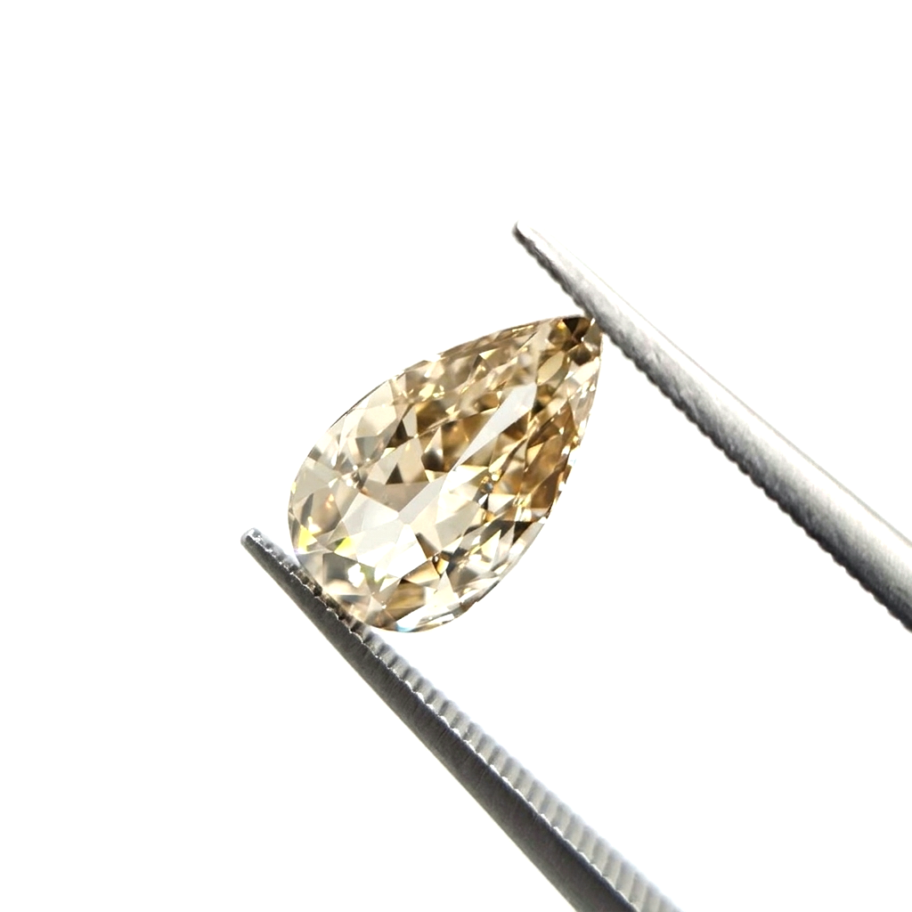 (Tc419) 0.64ct Fancy Old Mine Cut Pear Shape Champagne Color Natural Loose Diamond