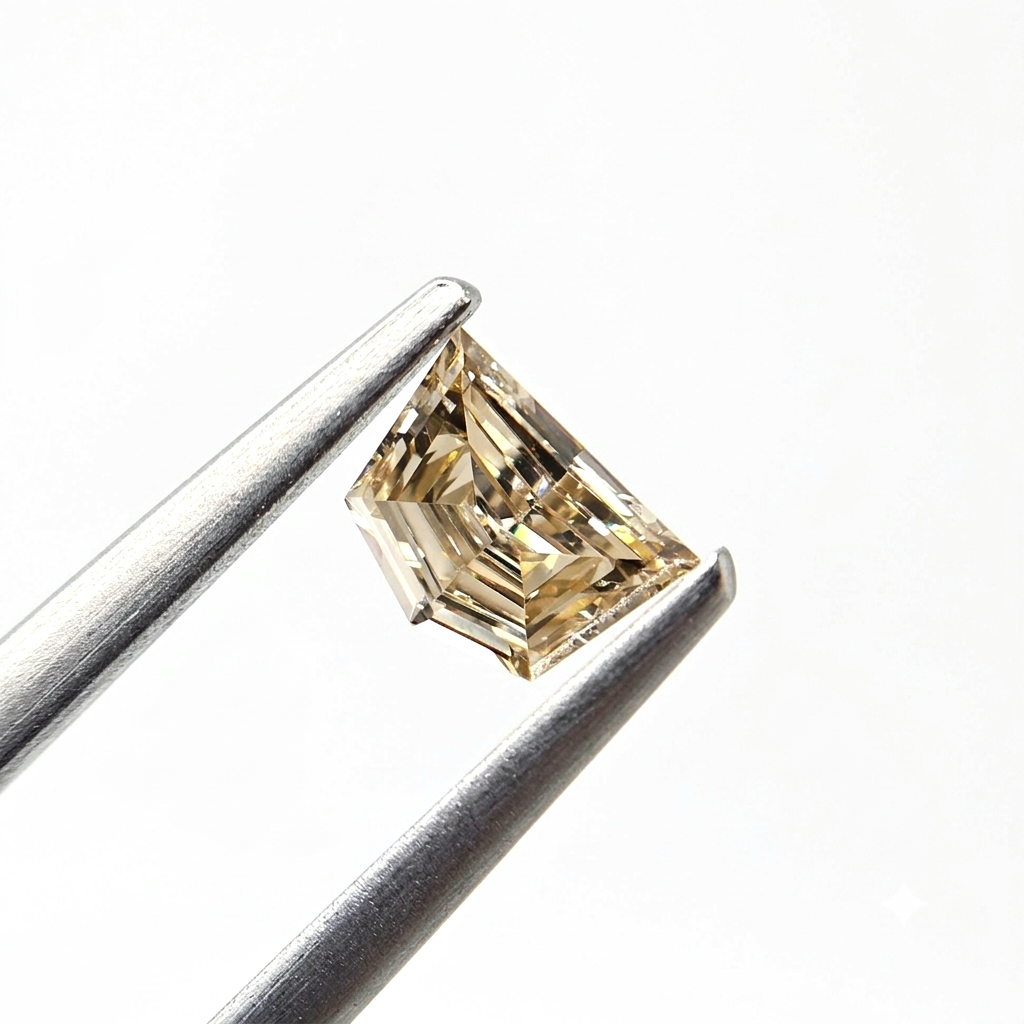 (Tc423) 0.56ct Fancy Trapezoid Shape Champagne Color Natural Loose Diamond