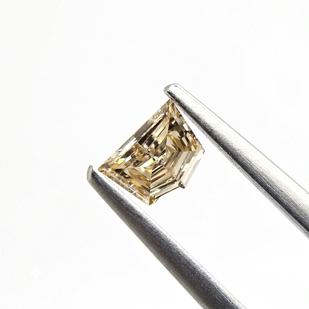 (Tc423) 0.56ct Fancy Trapezoid Shape Champagne Color Natural Loose Diamond