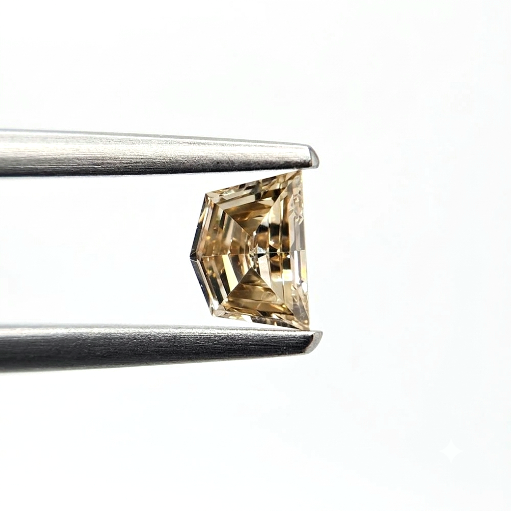 (Tc423) 0.56ct Fancy Trapezoid Shape Champagne Color Natural Loose Diamond