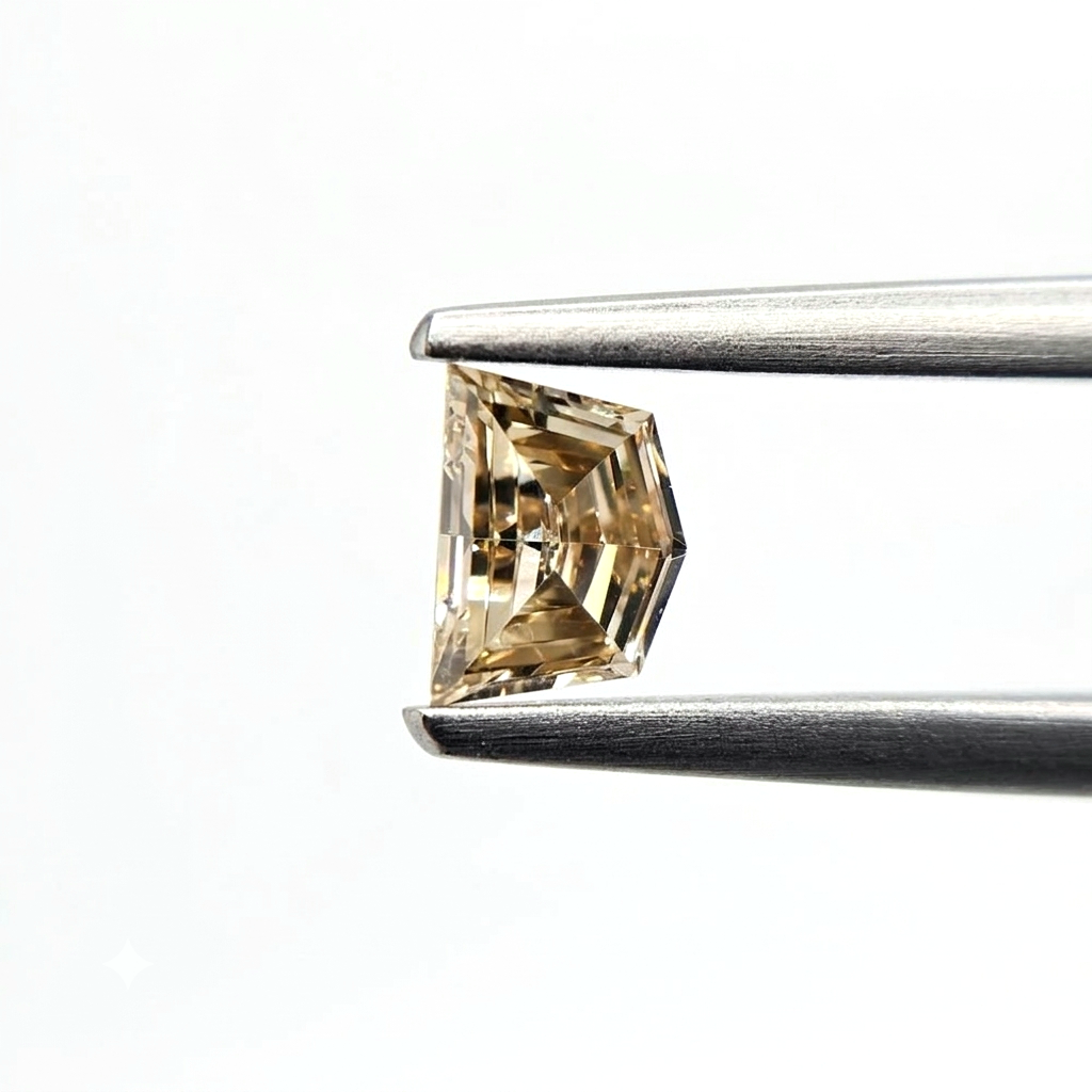 (Tc423) 0.56ct Fancy Trapezoid Shape Champagne Color Natural Loose Diamond