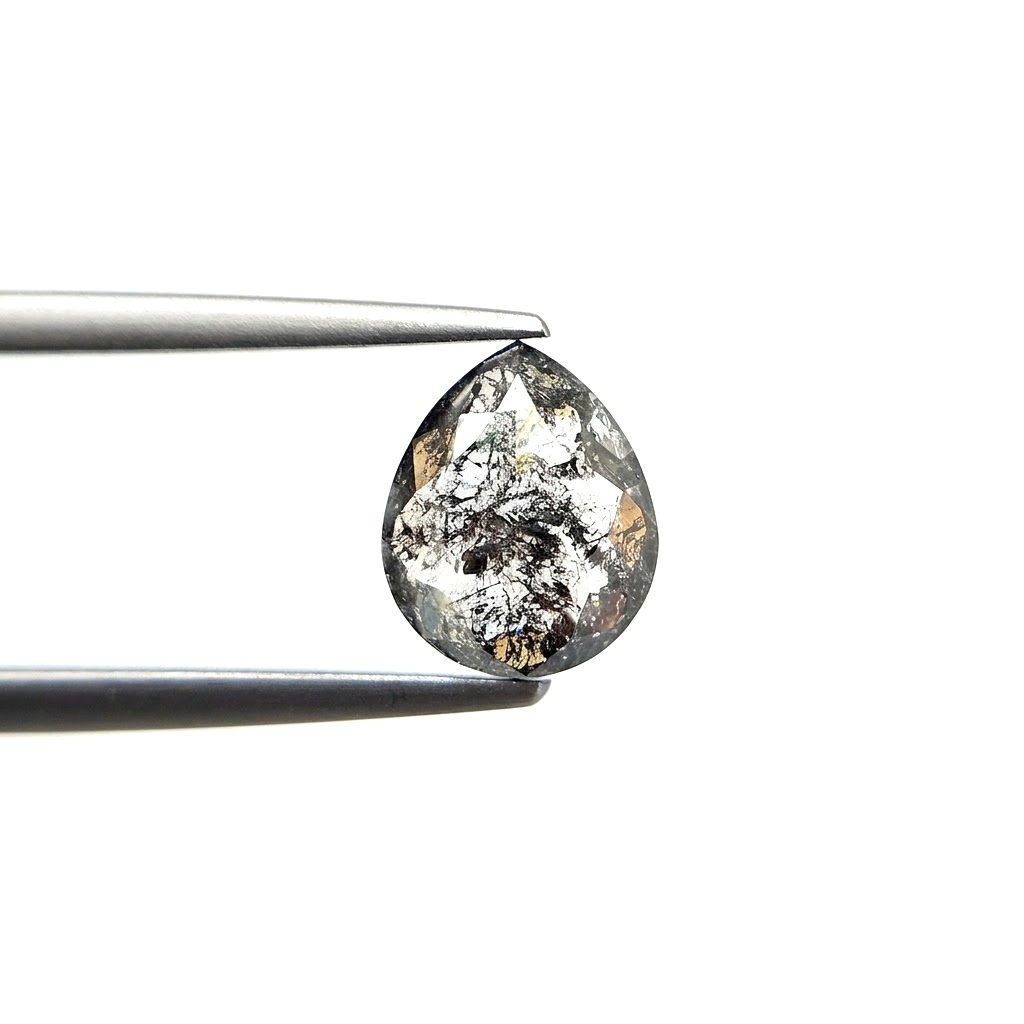 (Tc434) 3.46ct Pear Shape Salt and Pepper Natural Loose Diamond