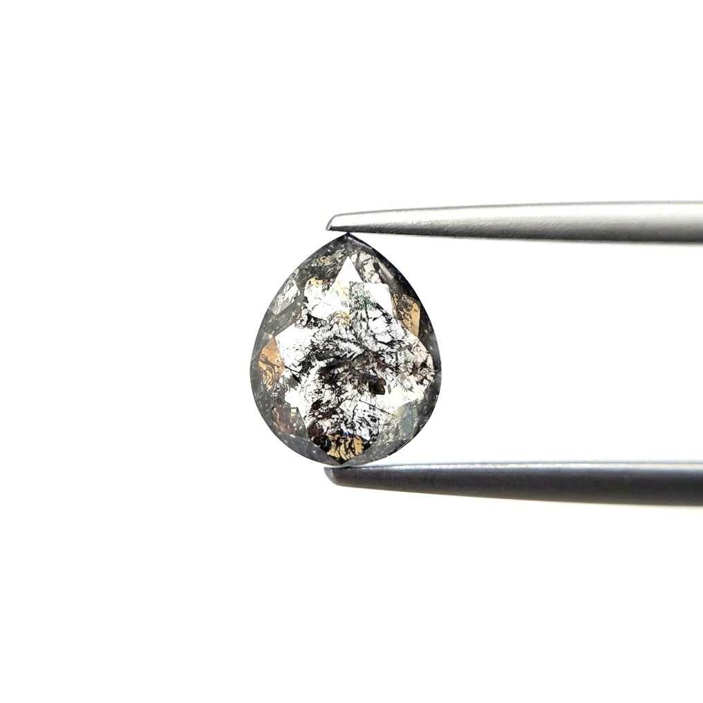 (Tc434) 3.46ct Pear Shape Salt and Pepper Natural Loose Diamond
